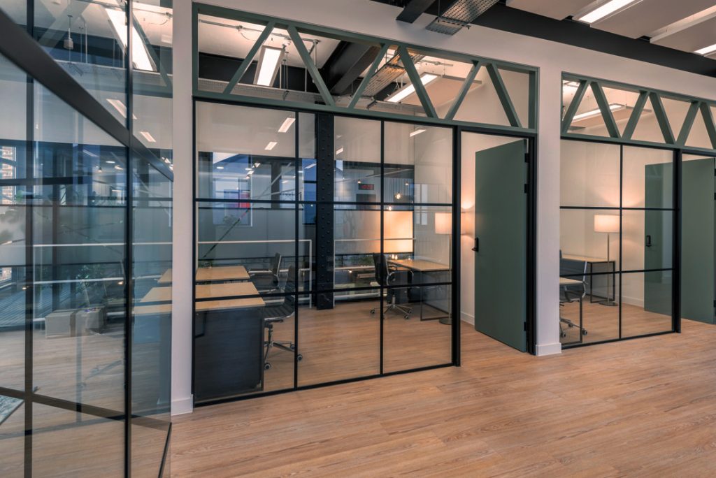 Open office space with glass front